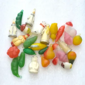 Set of 29 Antique Vintage Plastic Russian Christmas Ornament Small Tree