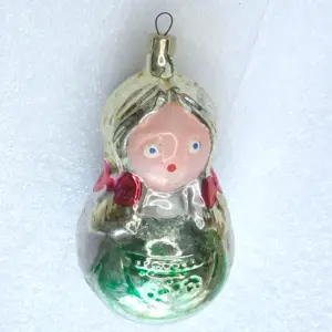 Antique Vintage Glass Christmas Ornament USSR Doll