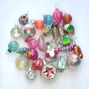 Set of 27 Antique Vintage Glass Russian Christmas Ornament 4 Small Tree