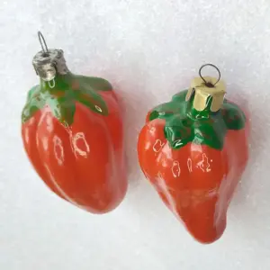Set of 2 Antique Vintage Glass USSR Christmas Ornament Paprika