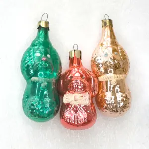 Set of 4 Antique Vintage Glass Russian Christmas Ornaments Puppy