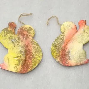 Set of 2 Antique Vintage Cardboard Dresden Christmas Ornament Squirrels