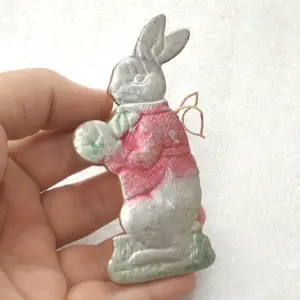 Antique Vintage Cardboard Dresden Christmas USSR Ornament Hare