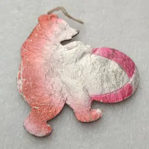 Antique Vintage USSR Cardboard Dresden Christmas Ornament Bear