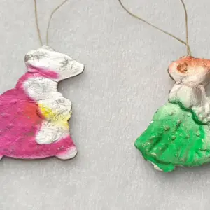 Set of 2 Antique Vintage USSR Cardboard Dresden Christmas Decor Ornament Mouses