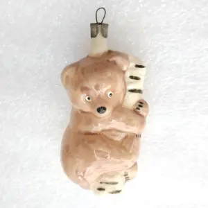 Antique Vintage USSR Glass Christmas Tree Ornament Bear Cub
