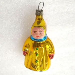 Antique Vintage USSR Silver Glass Christmas Tree Ornament Girl