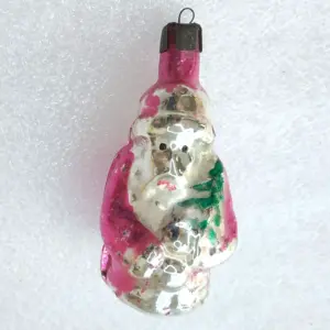 Antique Vintage USSR Mercury Glass Christmas Tree Ornament Santa