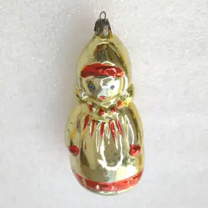 Antique Vintage USSR Silver Glass Christmas Tree Ornament Girl