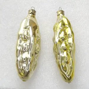 Set of 2 Vintage Silver Glass USSR Christmas Ornaments Antique Tree Ears of Wheat