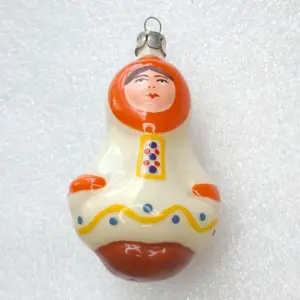 Vintage Glass USSR Christmas Ornament Antique Eskimo Girl