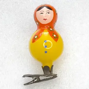 Vintage Glass USSR Christmas Ornament Antique Decor Nesting Doll