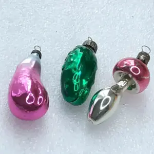 Set of 3 Vintage Glass USSR Christmas Ornaments Antique Vegetables