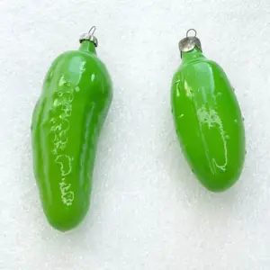 Set of 2 Vintage Glass USSR Christmas Ornaments Antique Decor Pickles