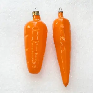 Set of 2 Vintage Glass USSR Christmas Ornaments Antique Decor Carrots