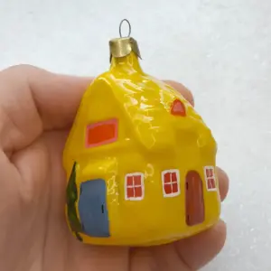 Unique Vintage Glass USSR Christmas Ornament Antique House