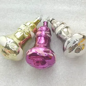 Set of 3 Antique Vintage Silver Glass USSR Christmas Tree Decor Ornaments Bells