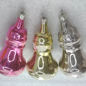 Set of 3 Antique Vintage Silver Glass USSR Christmas Tree Decor Ornaments Bells