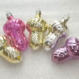 Set of 5 Antique Vintage Silver Glass USSR Christmas Tree Ornaments