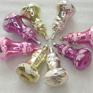 Set of 8 Antique Vintage Silver Glass USSR Christmas Tree Decor Ornaments Bells