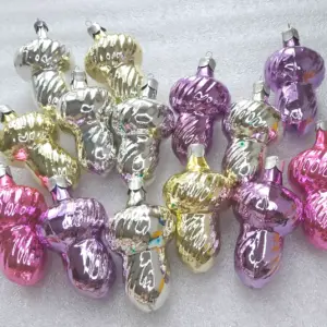 Set of 14 Antique Vintage Silver Glass USSR Christmas Tree Decor Ornaments