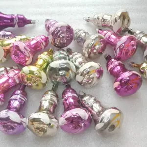 Set of 20 Antique Vintage Silver Glass USSR Christmas Tree Decor Ornaments Bells