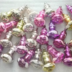 Set of 30 Antique Vintage Silver Glass USSR Christmas Tree Decor Ornaments Bells