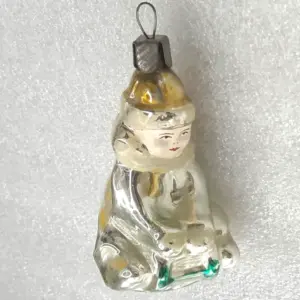 Antique Vintage USSR Mercury Glass Christmas Tree Ornament Decor Boy Sled