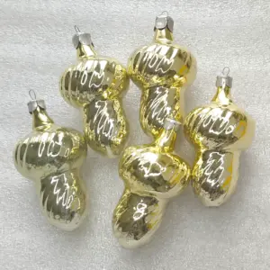Set of 5 Antique Vintage Silver Glass USSR Christmas Tree Ornaments