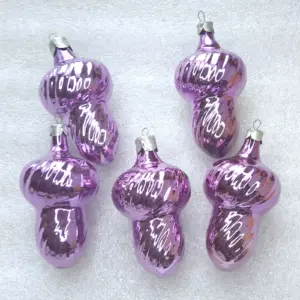 Set of 5 Antique Vintage Silver Glass USSR Christmas Tree Ornaments