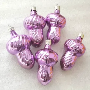 Set of 5 Antique Vintage Silver Glass Christmas Tree USSR Ornaments