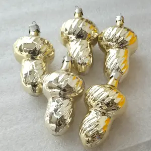 Set of 5 Antique Vintage Silver Glass Christmas Tree USSR Ornaments