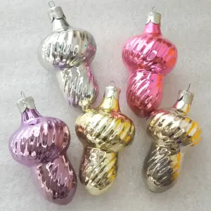 Set of 5 Antique Vintage Silver Glass Christmas Tree USSR Ornaments