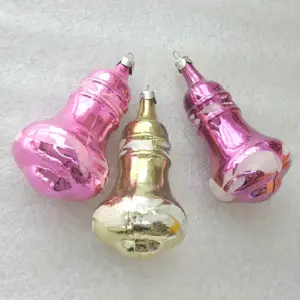 Set of 3 Antique Vintage Silver Glass Christmas Tree USSR Decor Ornaments Bells