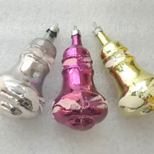 Set of 3 Antique Vintage Silver Glass Christmas Tree USSR Decor Ornaments Bells