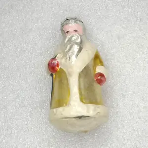 Antique Vintage Silver Glass Christmas Tree USSR Ornament Santa