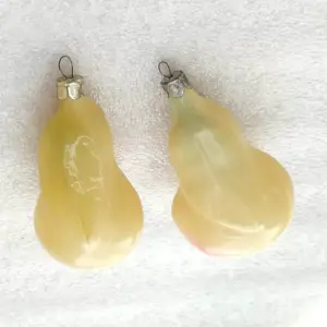 Set of 2 Antique Vintage Glass Christmas Tree USSR Ornaments Pears