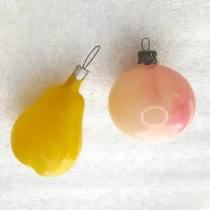 Set of 2 Antique Vintage Glass Christmas Tree USSR Ornaments Fruits