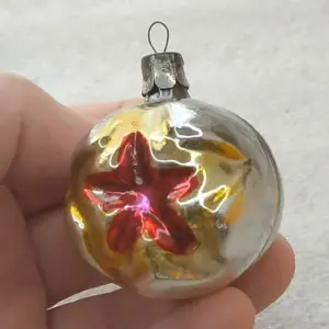 Antique Vintage USSR Mercury Glass Christmas Tree Ornament Decor Red Star