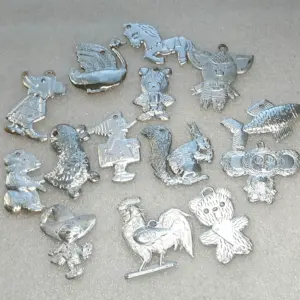 Set of 14 Antique Vintage Plastic Christmas Tree USSR Ornaments Decor