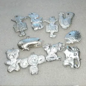 Set of 10 Antique Vintage Plastic Christmas Tree USSR Ornaments Decor