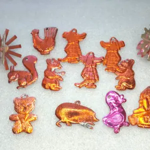 Set of 13 Antique Vintage Plastic Christmas Tree USSR Ornaments Decor
