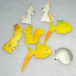 Set of 7 Antique Vintage Plastic Christmas Tree USSR Ornaments Decor