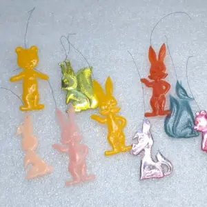 Set of 9 Antique Vintage Plastic Christmas Tree USSR Ornaments Decor