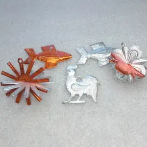 Set of 5 Antique Vintage Plastic Christmas Tree USSR Ornaments Decor