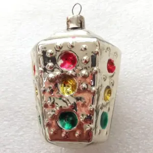 Vintage Mercury Glass Christmas Ornament Traffic-Light