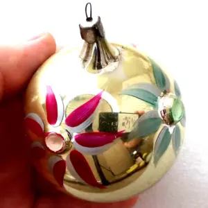 Vintage Antique Glass Christmas Ornaments Ball Flower