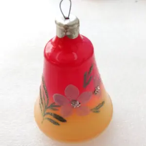 Antique Vintage Glass Christmas Ornament USSR Bell Flowers