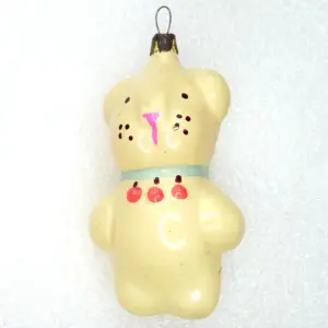 Vintage USSR Glass Christmas Ornament Puppy