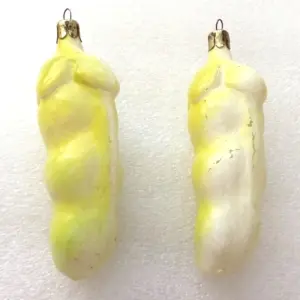 Set of 2 Antique Vintage Glass Christmas Ornaments Beans